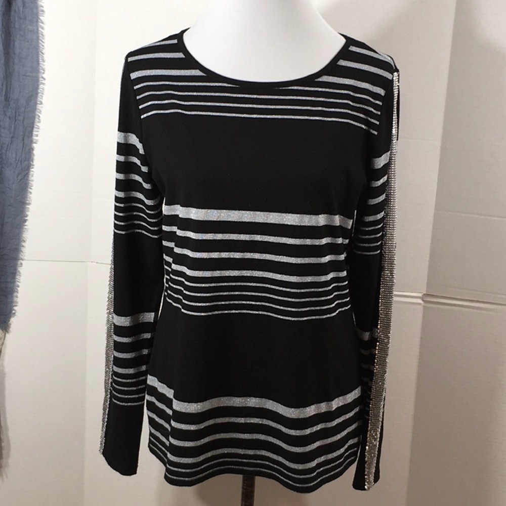 Allen b by Allen Schwartz black and silver tunic